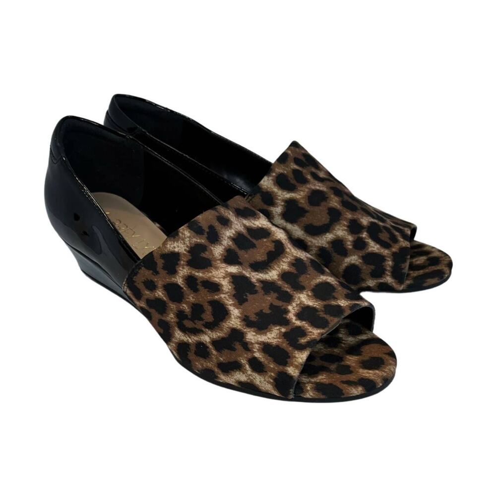 Aubrey Lynn Leopard print wedge open toe sandal, 6m